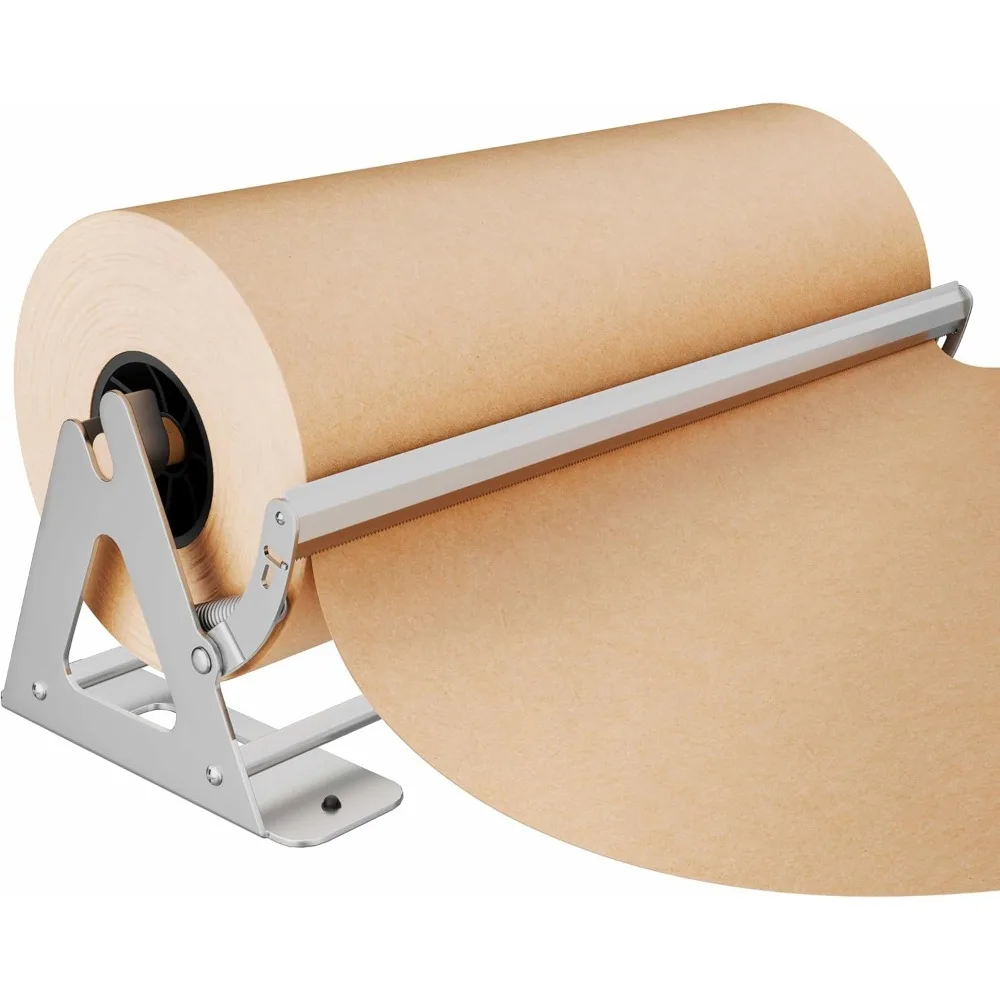 

Heavy-Duty Wall Mount Paper Roll Dispenser & Cutter - Fits 18" Wide Rolls, Non-Slip Base, Easy One-Hand Tearing