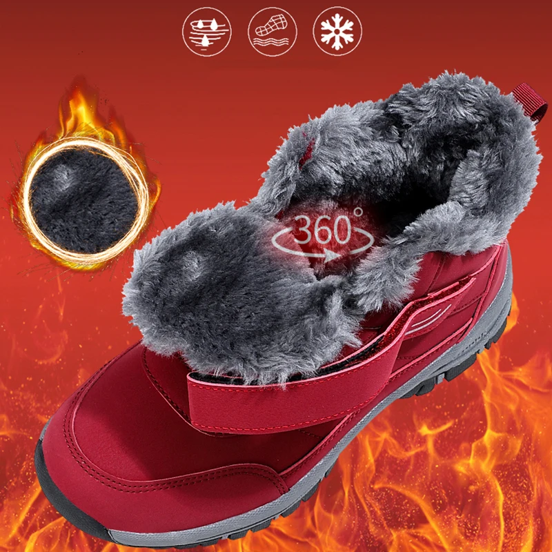 Women Tennis Shoes Warm Plush Winter Men Snow Boots Breathable Cotton Shoes Elder Outdoor Walking Sneakers Casual Sports Shoes