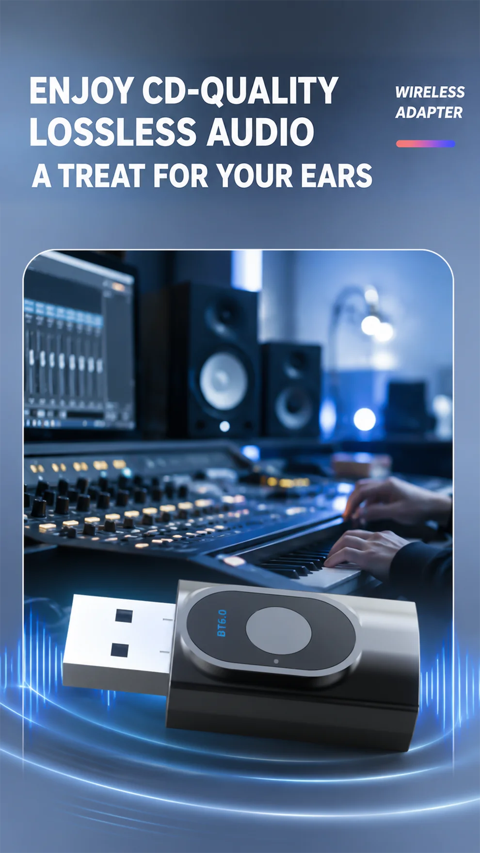 KEBIDUMEI 2 IN 1 Bluetooth 6.0 Audio Transmitter Receiver 3.5mm AUX USB Dongle With MIC Music Wireless Adapter For Car/TV/PC