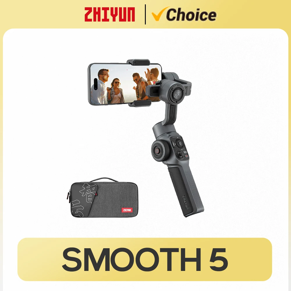 ZHIYUN Official Smooth 5 Phone Gimbal Handheld Stabilizer 3-Axis Portable Smartphone for iPhone 15 Pro Max / Xiaomi