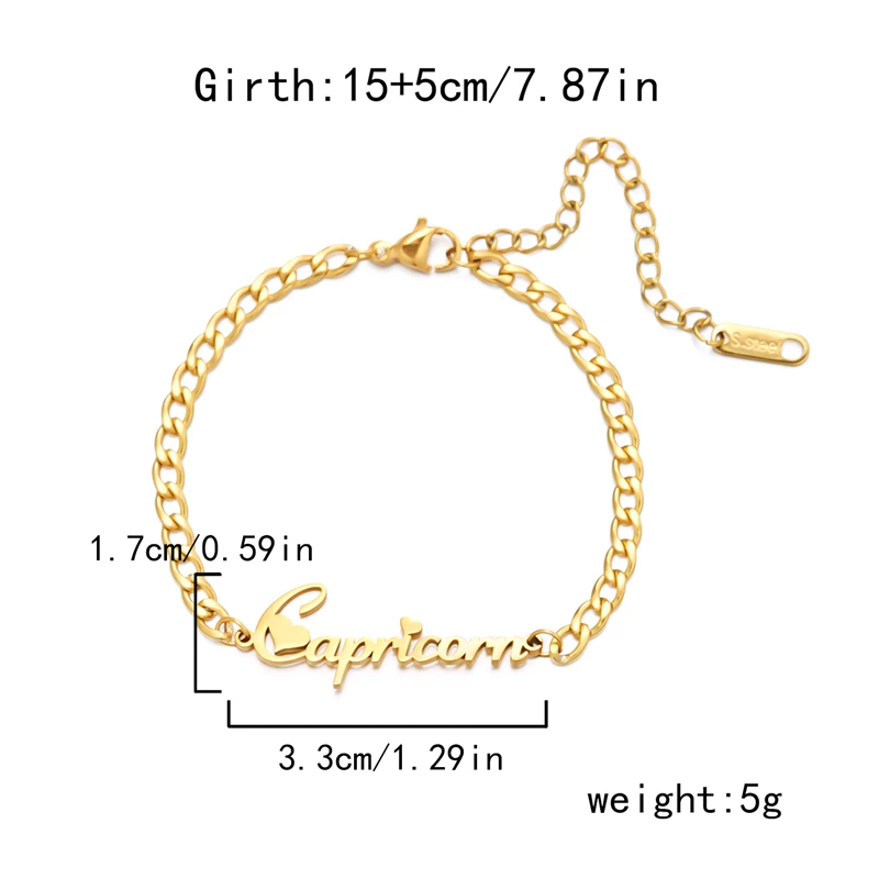 12 Constellation Charm Bracelets For Women Men Stainless Steel Zodiac Sign Bracelet Bangle Aries Virgo Taurus Birthday Jewelry