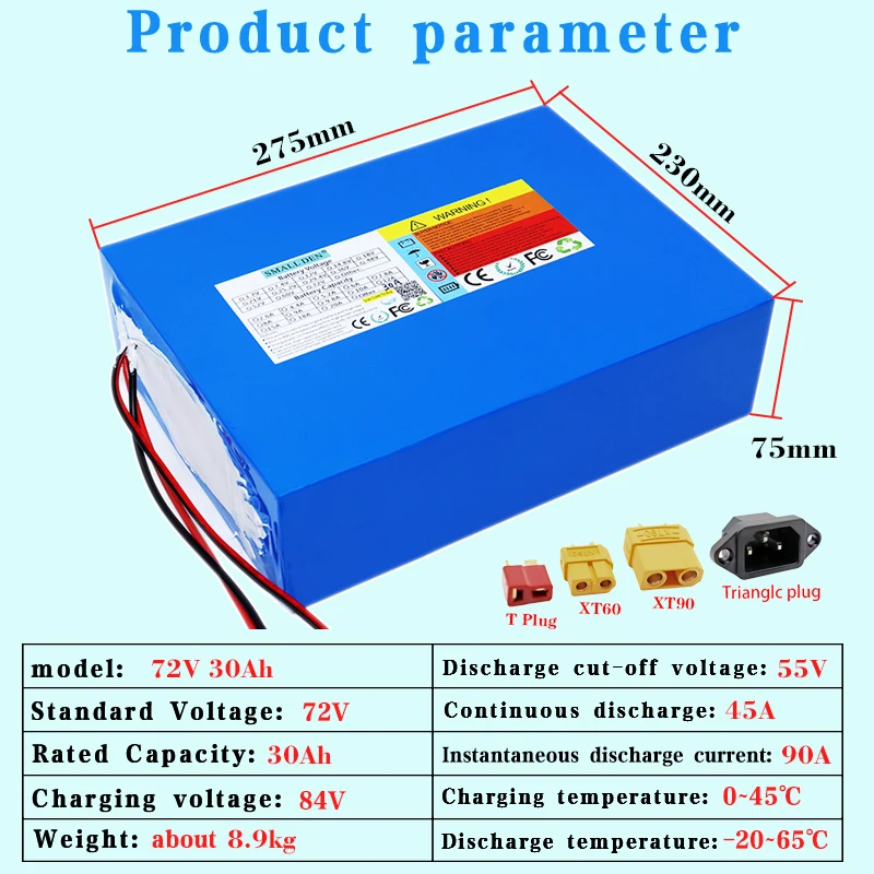 72V 30Ah 20AH 15AH 21700 lithium battery pack 20S6P with BMS same port 50A 0-3500W high-power high-capacity lithium ion battery