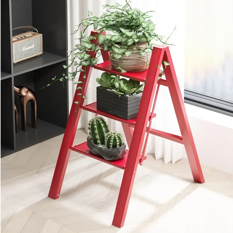 

Indoor Climbing Step Ladder Thickened Aluminum Alloy Flower Rack Ladder Widened Pedal Step Stool Bearing 150kg Folding Ladder