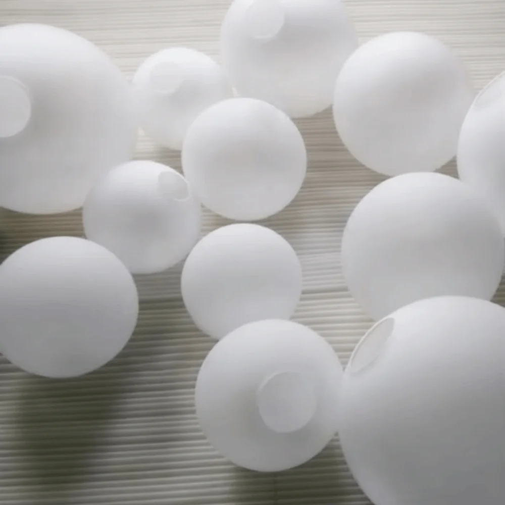 White Glass Glass Lamp Shade Matte White Milky Glass Light Cover Thread Metal Round Shape Globe Lamp Shade Ceiling Lamp