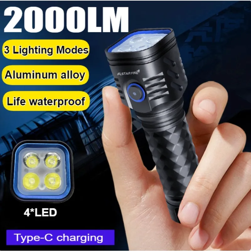 

New USB Rechargeable LED Flashlight Floodlight Waterproof Campping Outdoor Pocket Torch Light Aluminum Alloy Mini Flashlight