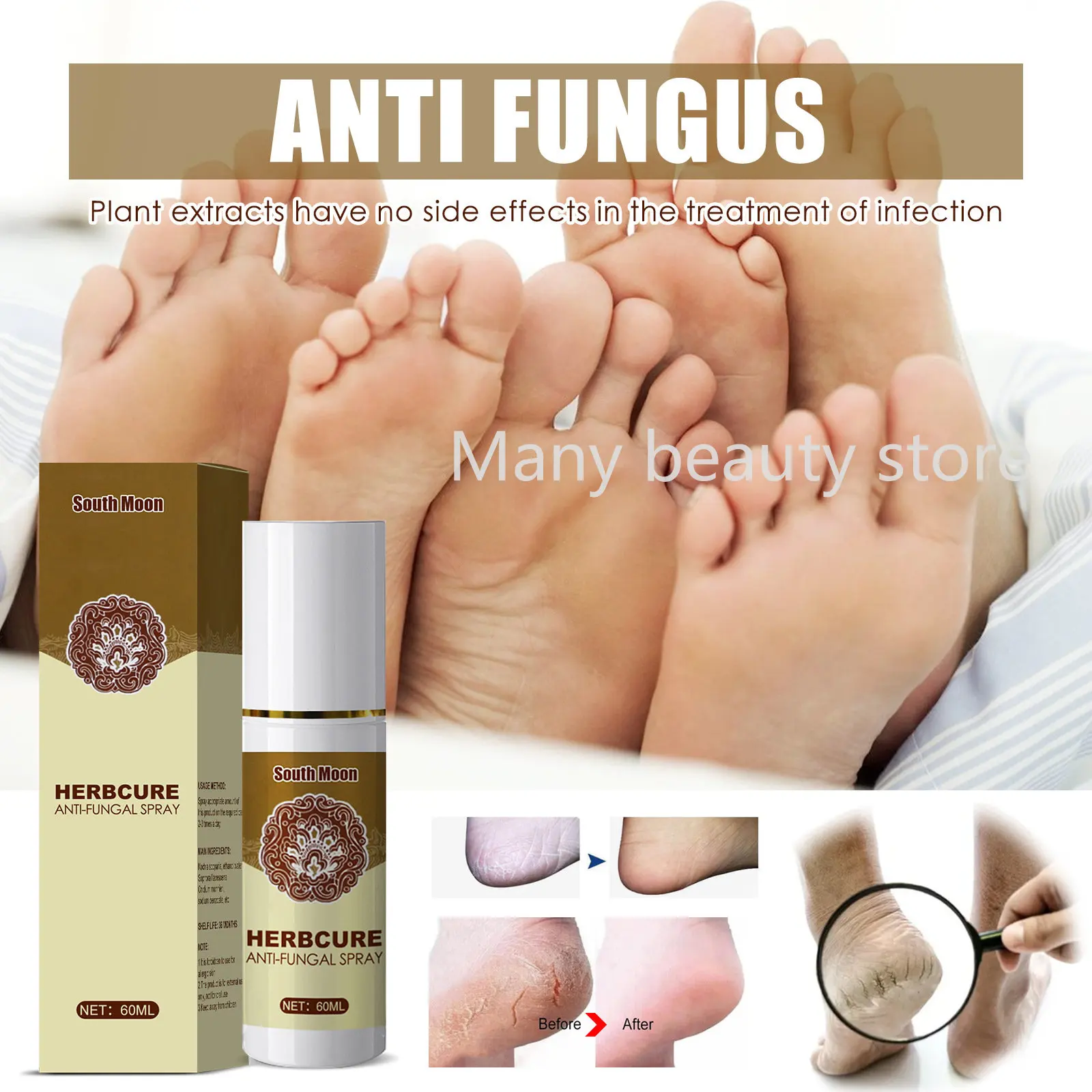 Herbal Foot Spray 60ml Foot Odor Foot Sweat Care Spray Foot Dehumidifying Spray Foot Skin Care Product