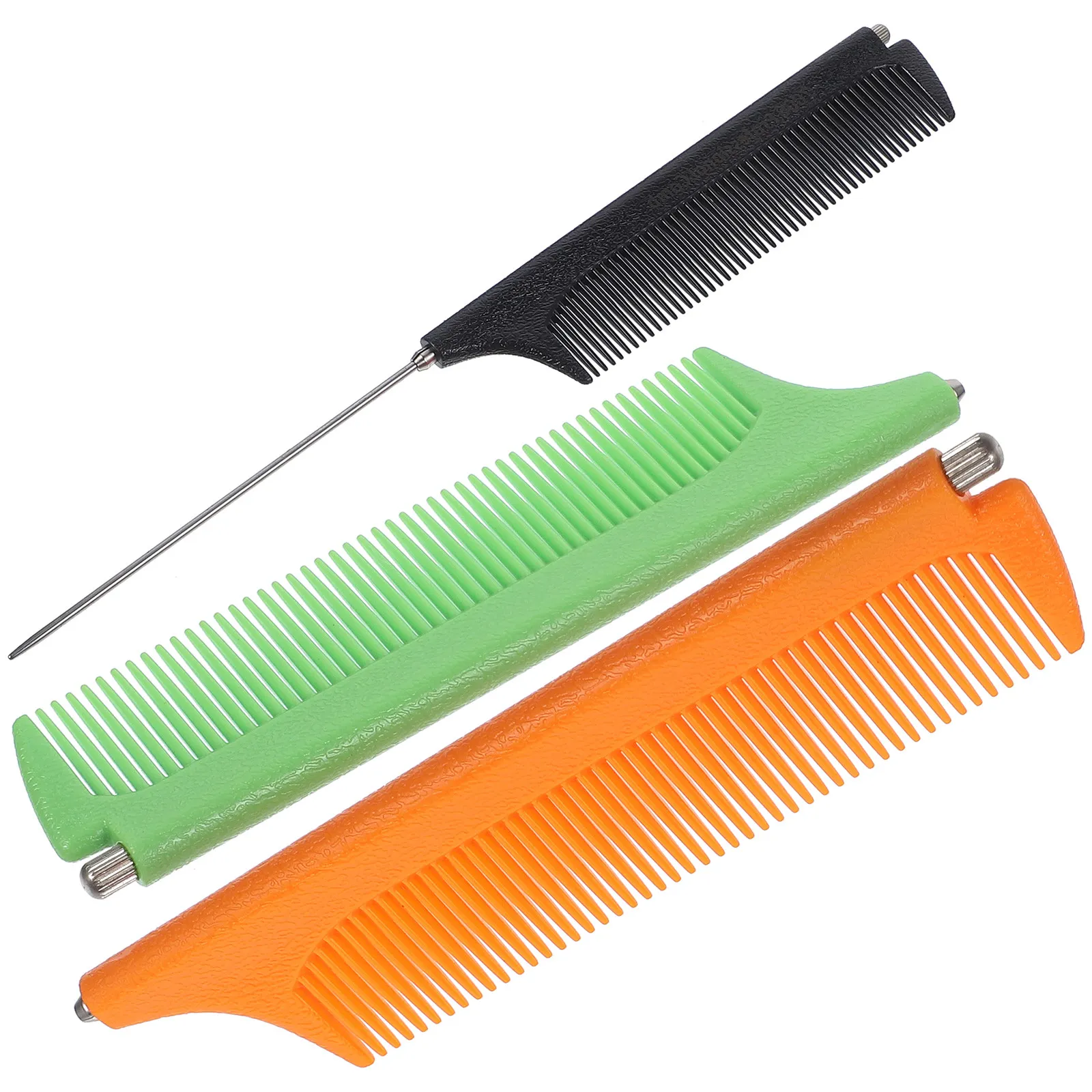 3Pcs Stretch Steel Handle Pointed Tail Comb for Scalp Massage Hair Styling Salon Barber Sectioning Hairdressing Professional Use