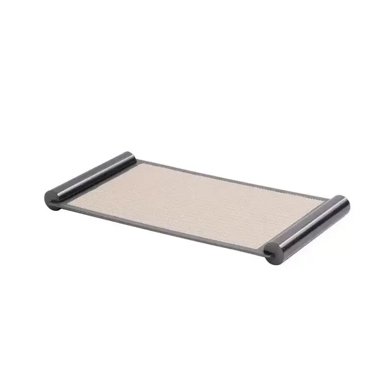Modern simple and creative metal leather square tray model room sales office living room dining room coffee table storage orname