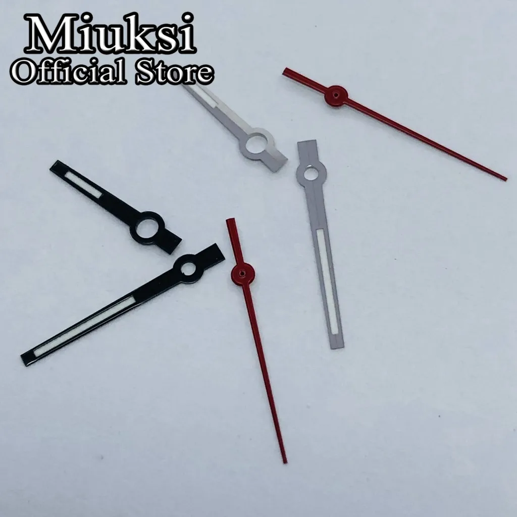 Miuksi silver black red watch hands green luminous hands fit NH35 NH36 ETA2824 2836 Miyota8215 8205 DG2813 3804 PT5000 movement