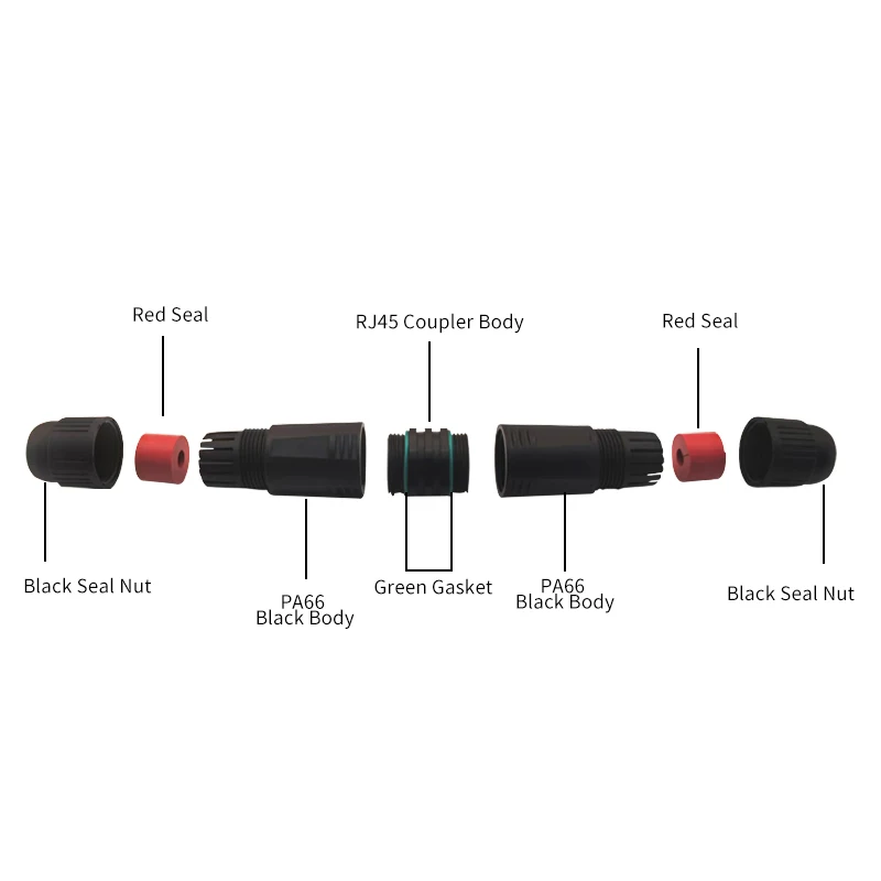 IP68 방수 CAT6A RJ45 커플러 비차폐 실외 이더넷 LAN 케이블 커넥터 UV 노화 방지 설치가 용이함
