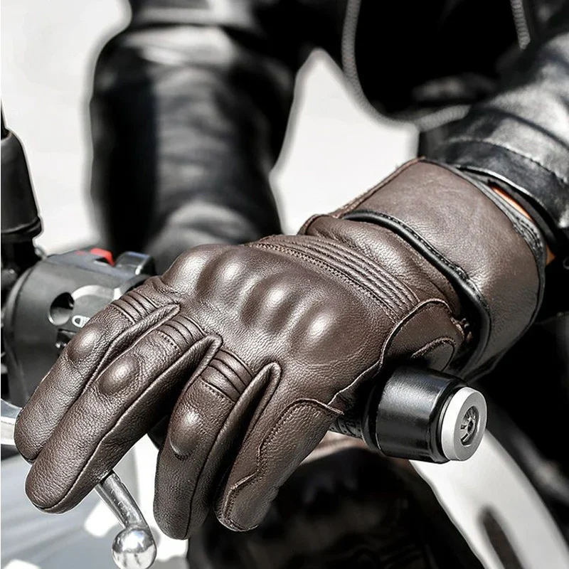 

Motorcycle Winter Waterproof Leather Riding Gloves for Men Thermal Warm Inner Touch Screen Motorbike MTB Dirt Bike Cycling Glove