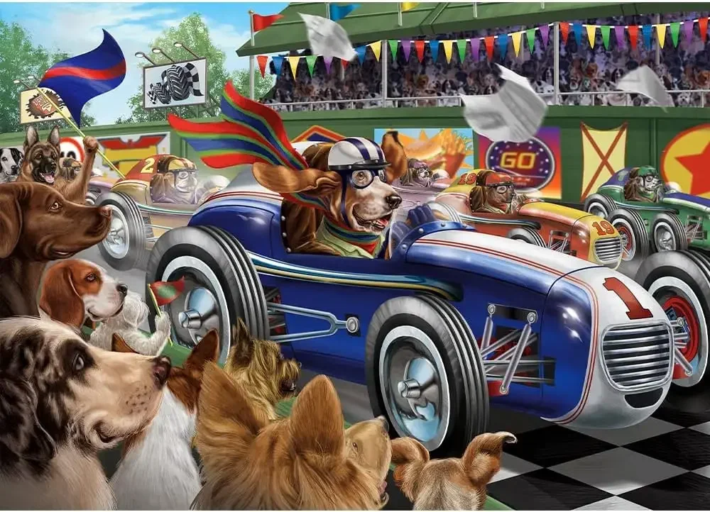 

Деревянный пазл 1000/300/120 для взрослых, гоночные собаки, пазл для спальни, игровая комната, гостиная, домашний декор, подарок на день рождения