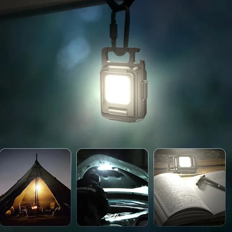 

New Mini LED Working Light Portable Pocket Flashlight USB Rechargeable Key Light Lantern Camping Outside Hiking COB Lantern