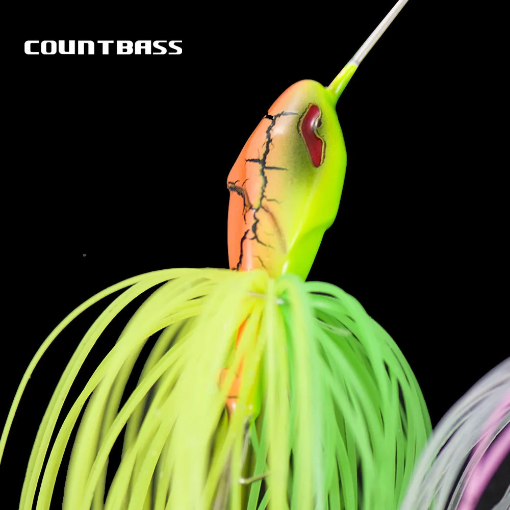 Countass Spinnerbaits com gancho VMC, Bass Fishing Iscas, Silicone Saia Isca de fio, 1 2oz, 5/0