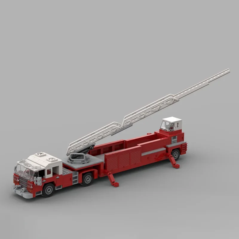 Vuur vuur Moc Bouwstenen Seagrave Helmstok Truck Technologie Modulaire Bakstenen Model Geschenken Kerst Speelgoed DIY Sets Montage!