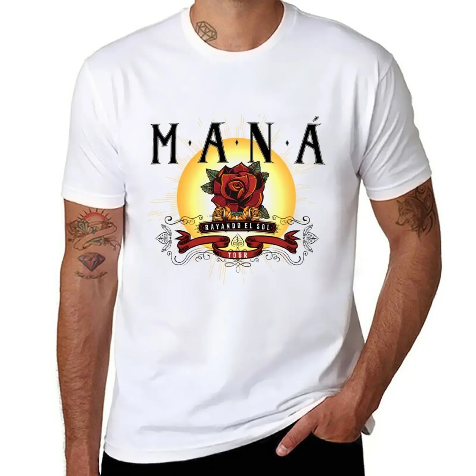 Camiseta de algodão para quatro temporadas, streetwear casual, tops de mangas curtas, camisas gráficas casuais, mana, rayando Tour, 2019, 2024