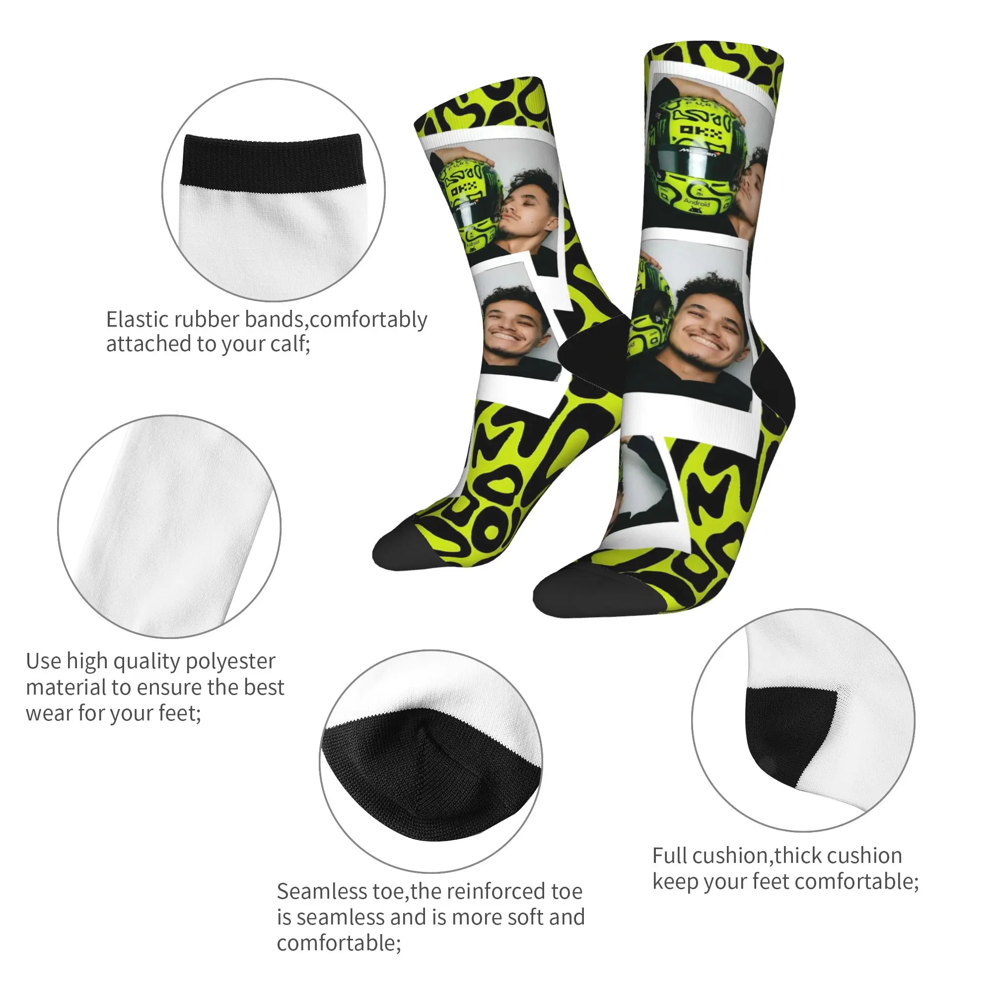 Medias de conductor de carreras L-Landos diseño de casco calcetines Kawaii mujeres hombres calcetines transpirables otoño correr deportes calcetines antideslizantes
