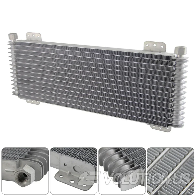 Heavy Duty Transmission Oil Cooler Black/Silver Performance Low Pressure Drop with Mounting Hardware 40,000 GVW