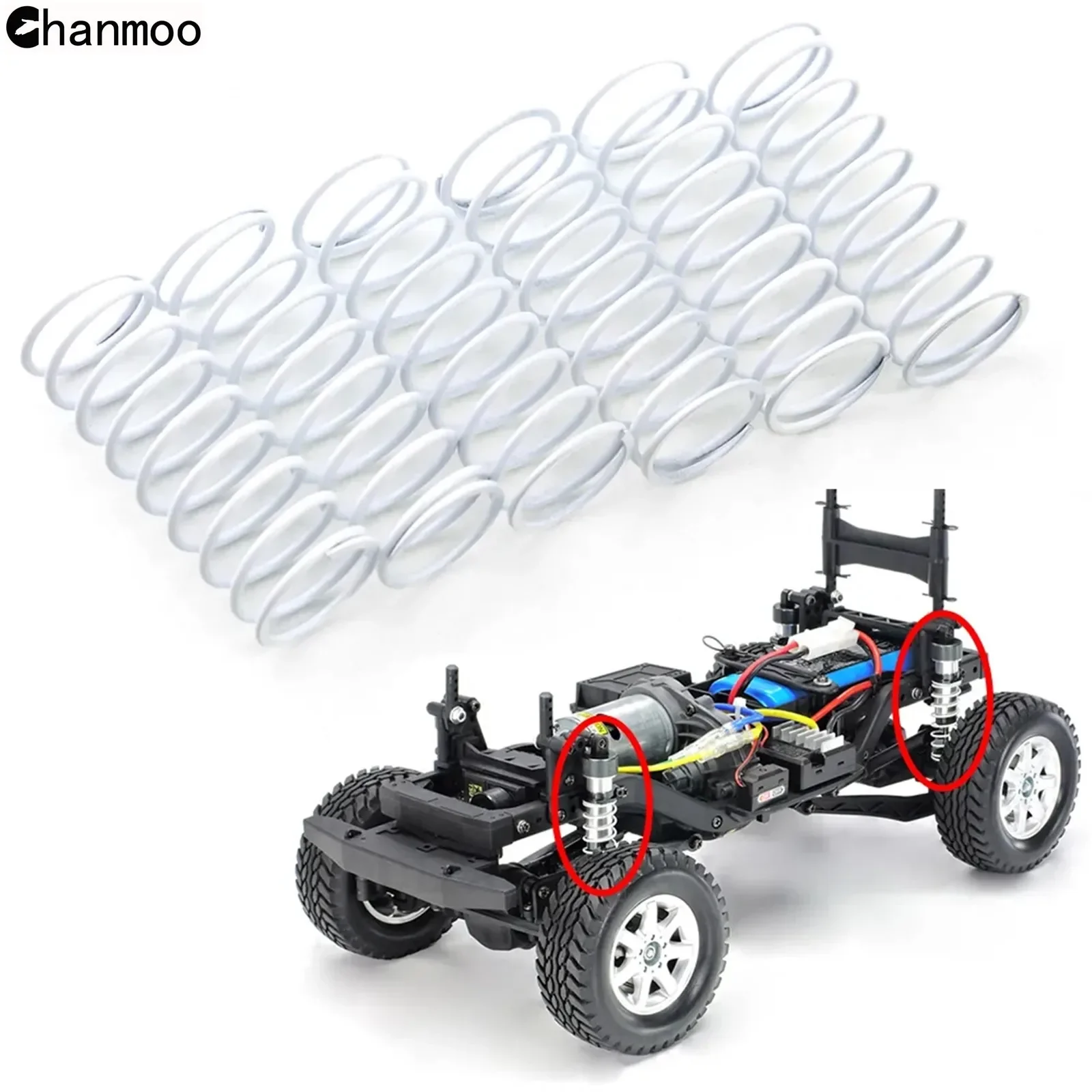 Chanmoo 6Pcs Metal Shock Springs Compression 40*16mm for 1/10 RC Car Tamiya XV01 XV02 WR02 GF01 G601 TD4 TRF501X Upgrade Parts