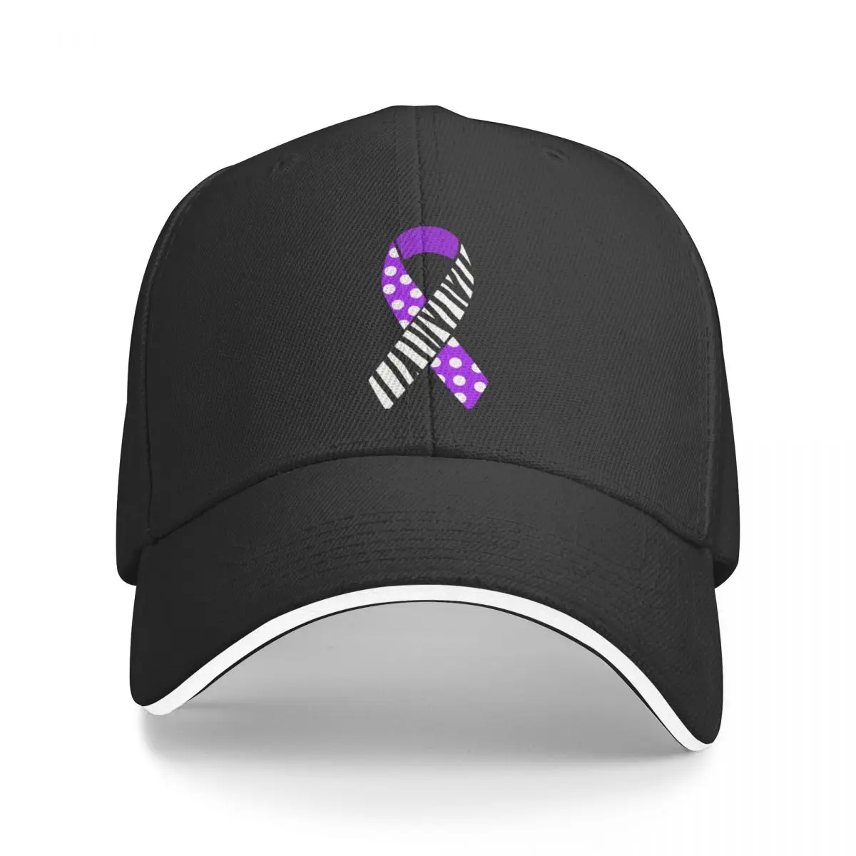 Purple and Zebra Print Awareness Ribbon (MCAS and EDS) Baseball Cap Military Cap Man dad hat Hats For Women Men's