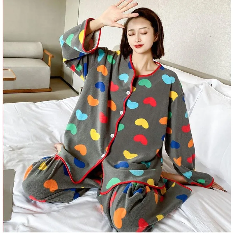 2024 Thin Velvet Plus-size Pajamas Women 2-300 Pounds Autumn Winter Sleepwear Casual Homewear Set Loose Round Collar Loungewear