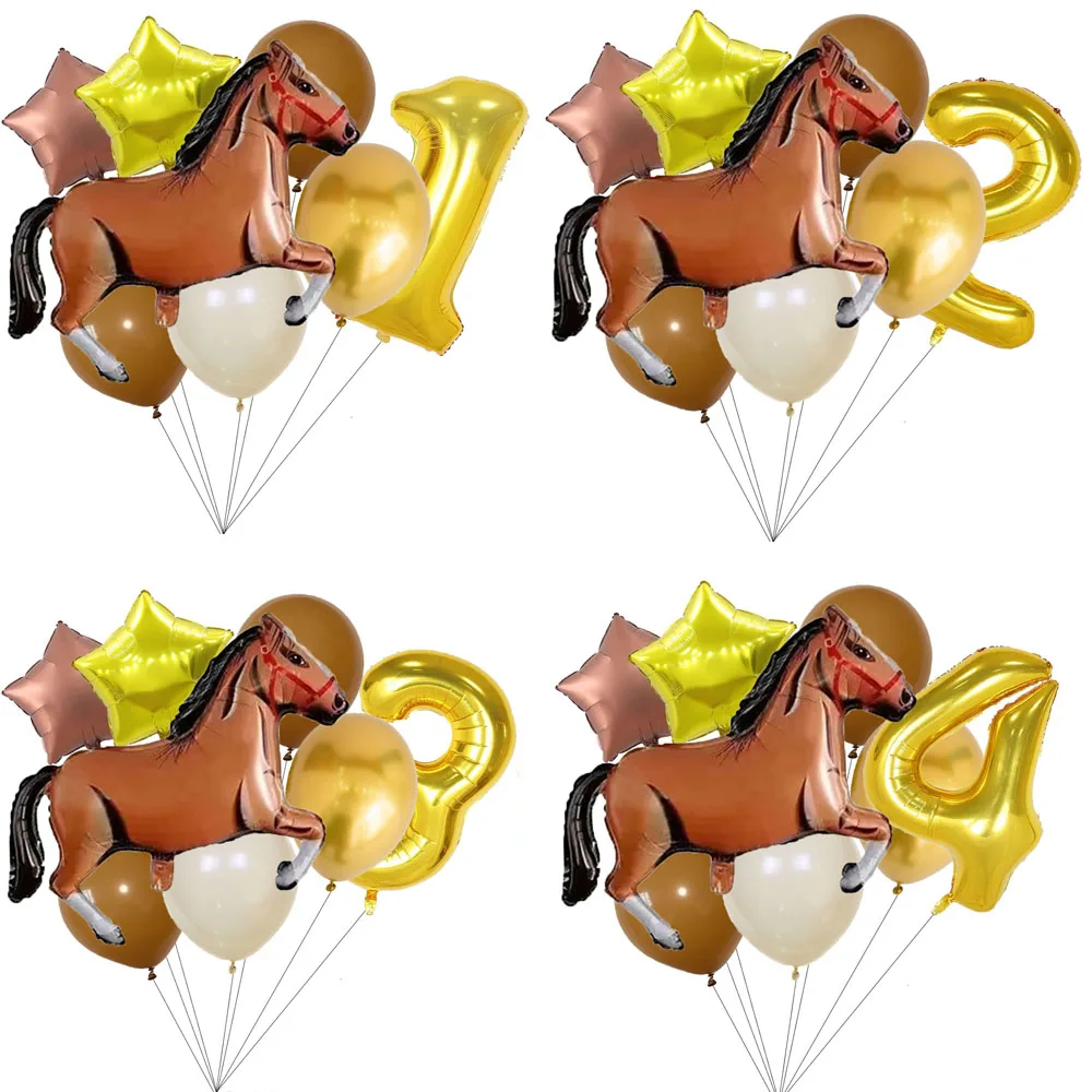 8 pce Balloon kits Horse Shaped Balloon Aluminum Foil Horse Balloon Horse Themed Decor for Birthday Baby Shower Cowboy Party