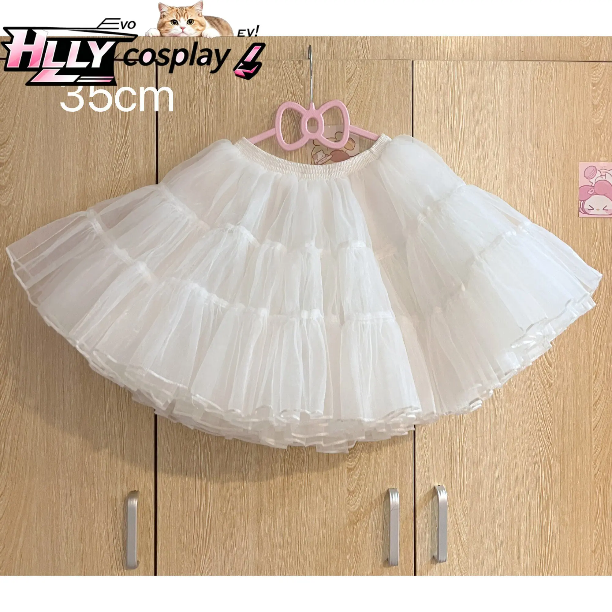 Falda de Tul Lolita de 4 Capas, 35 cm, Estilo Corto, Falda con Tirantes, Falda de Tul Suave Extrema sin Varillas, Falda Interior para Cosplay