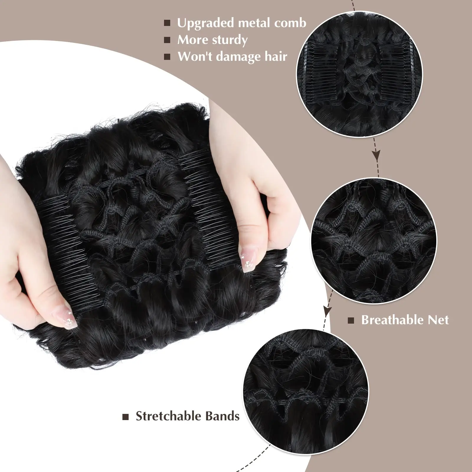 Syntetyczny roztrzepany kok z grzebieniami Scrunchie Chignon Hairpiece Curly Dish Hair Bun Extension Combs in Hair Piece for Women Girls