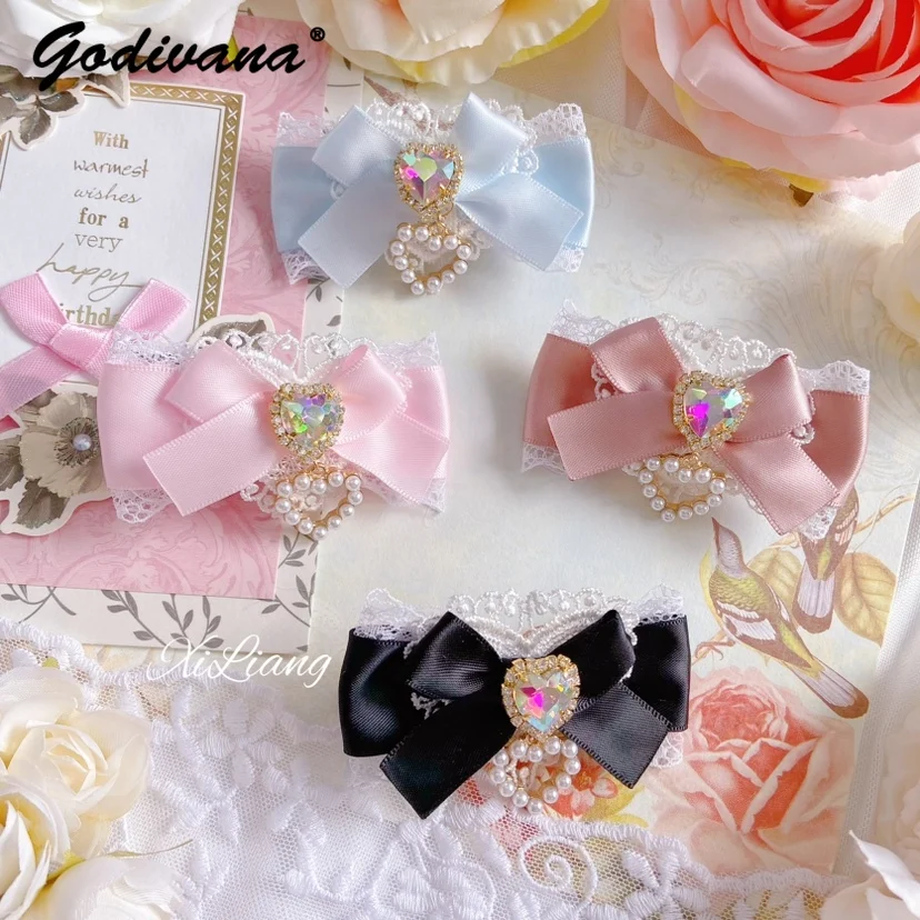 

Handmade Multi-Color Exquisite Versatile Rhinestone Hair Clips Cute Mine Series Mass-Produced Bow Edge Clip Hairpin Female