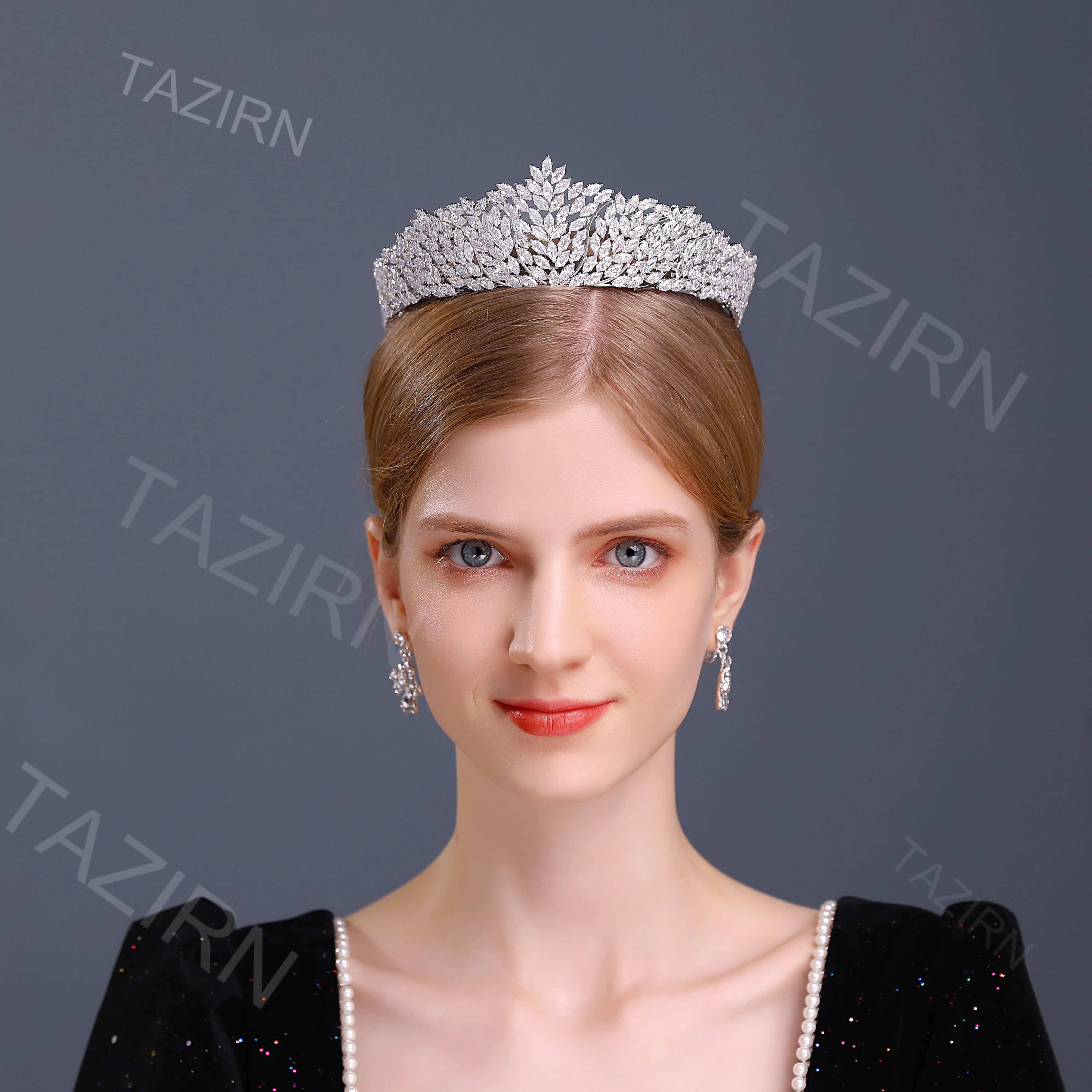 5A Cubic Zirconia Crowns and Tiaras for Women Wedding Headpieces Princess Queen Elegant CZ Big Headwear Bridal Hair Accessories