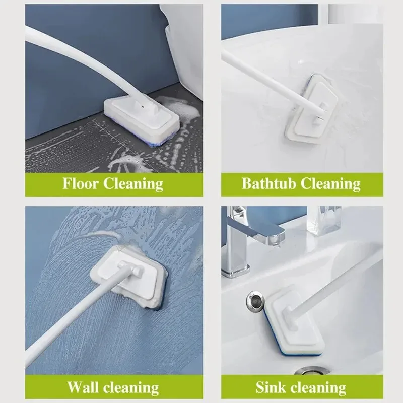 Portable cleaning bathroom wall brush multifunctional long handle detachable sponge brush tile floor bathtub brush shell image 5