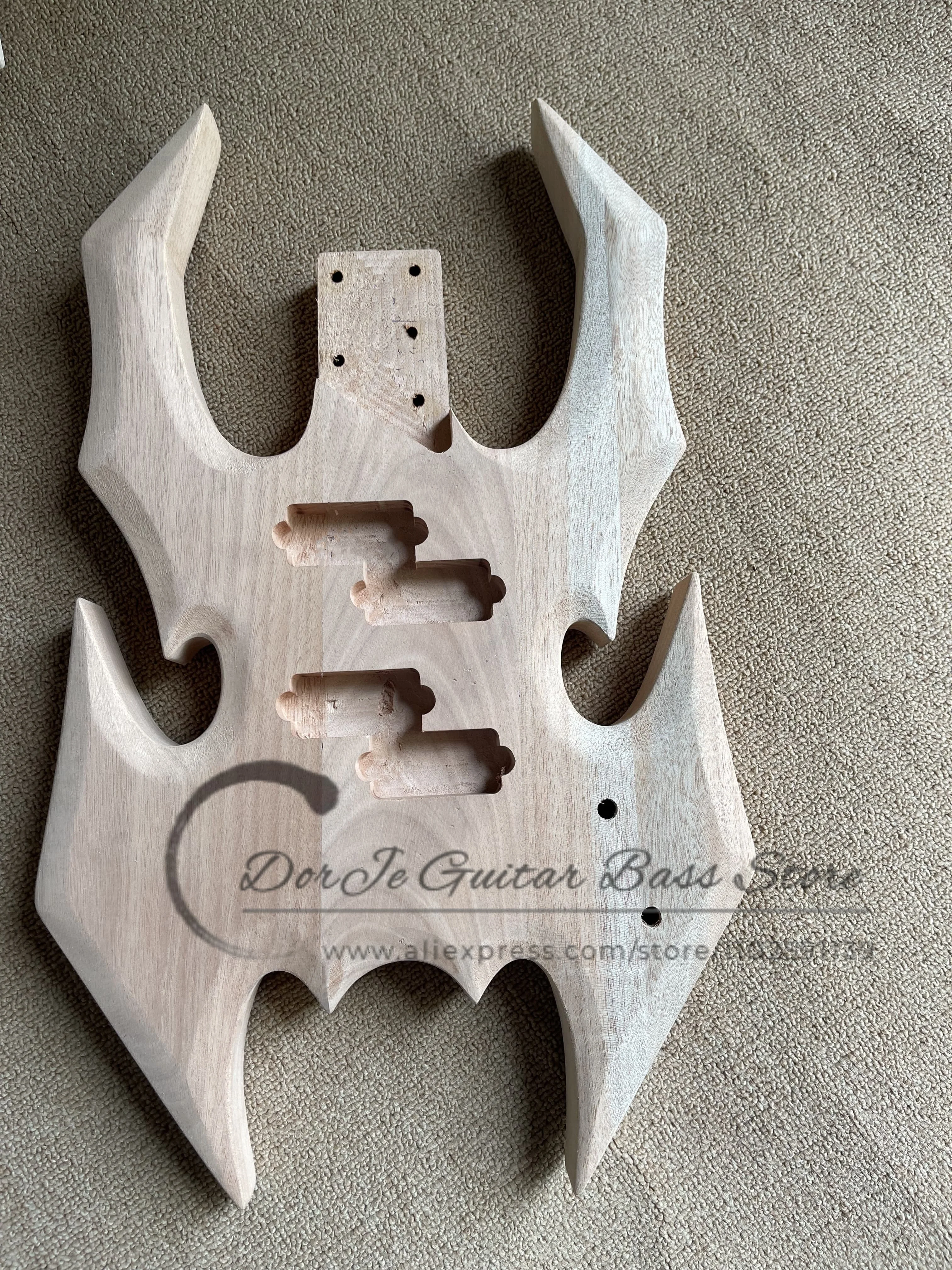 Wholesale products 4-string bass, unpainted bass, solid wood body, maple neck, 27 frets, spider bass, available with hardware,