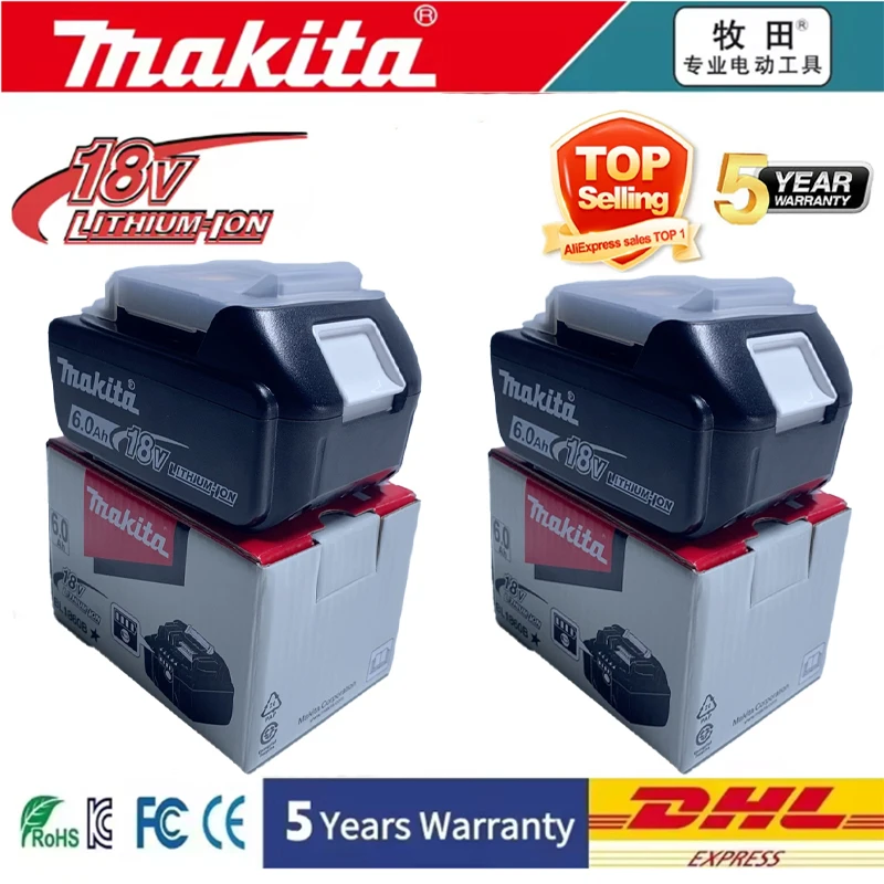 DTW700 TW004G DTD171 DAS180 Makita Original 18V 6.0Ah battery DDF485 TW190 DTD172 LXT400 suitable formore Makita 18V tool drills