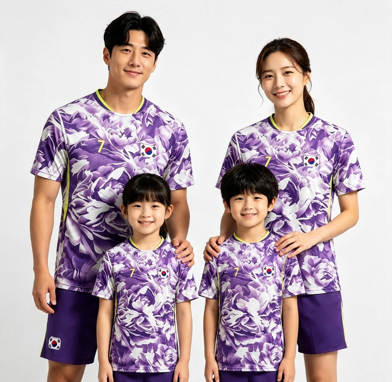 Quick‑Dry Breathable South Korea Football T‑Shirt Summer 3D Print Family Matching Short‑Sleeve Tops For Adults Kids