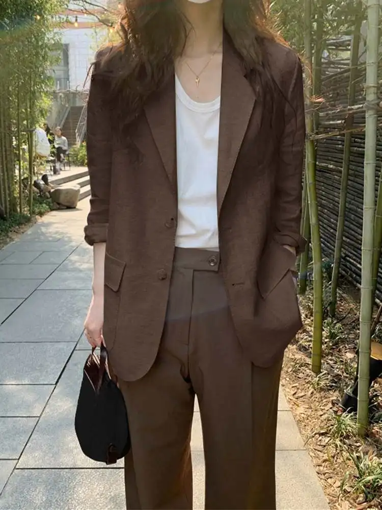 ZANZEA Autumn Blazer Fashion Women Casual Solid Cotton Blazer Lapel Neck Long Sleeve Thin Outwear Office Work Suits Coat Jackets