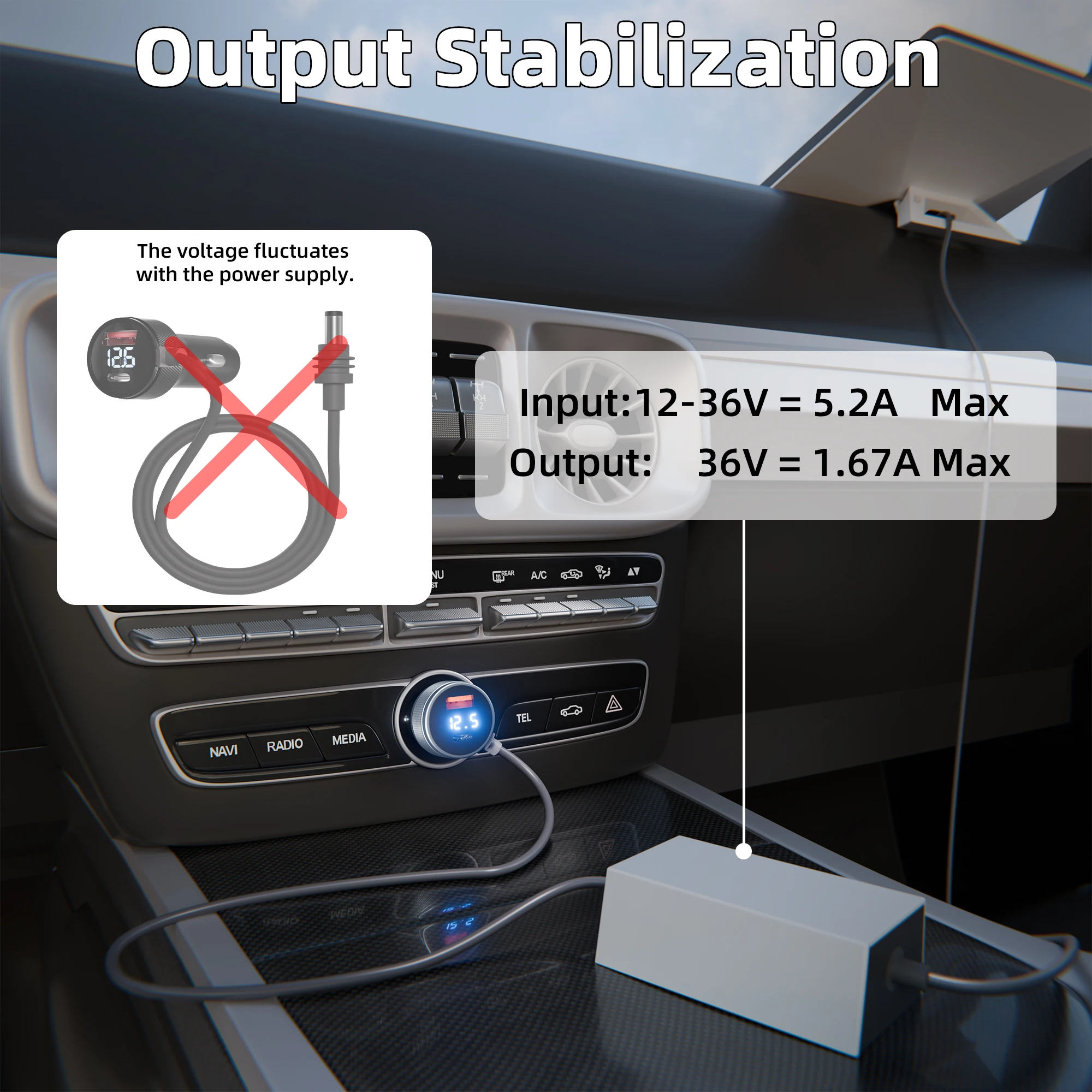 Adapter Starlink Mini do zapalniczki samochodowej USB C 3 w 1 Starlink Mini Przewód podwyższający napięcie 36 V 1,67 A Wyjście 12 V-36 V Wejście 18 AWG — zdjęcie produktu 3