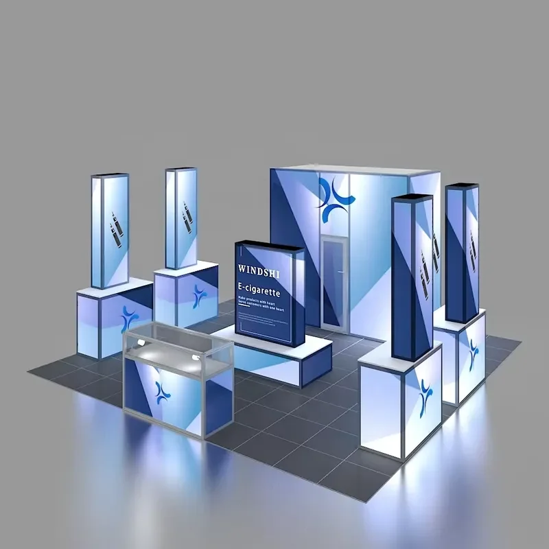 Custom Modular Aluminum 20x20 LED Backlit Display Booth New Design Portable Expo Fair Modern Exhibition Dye Sublimation