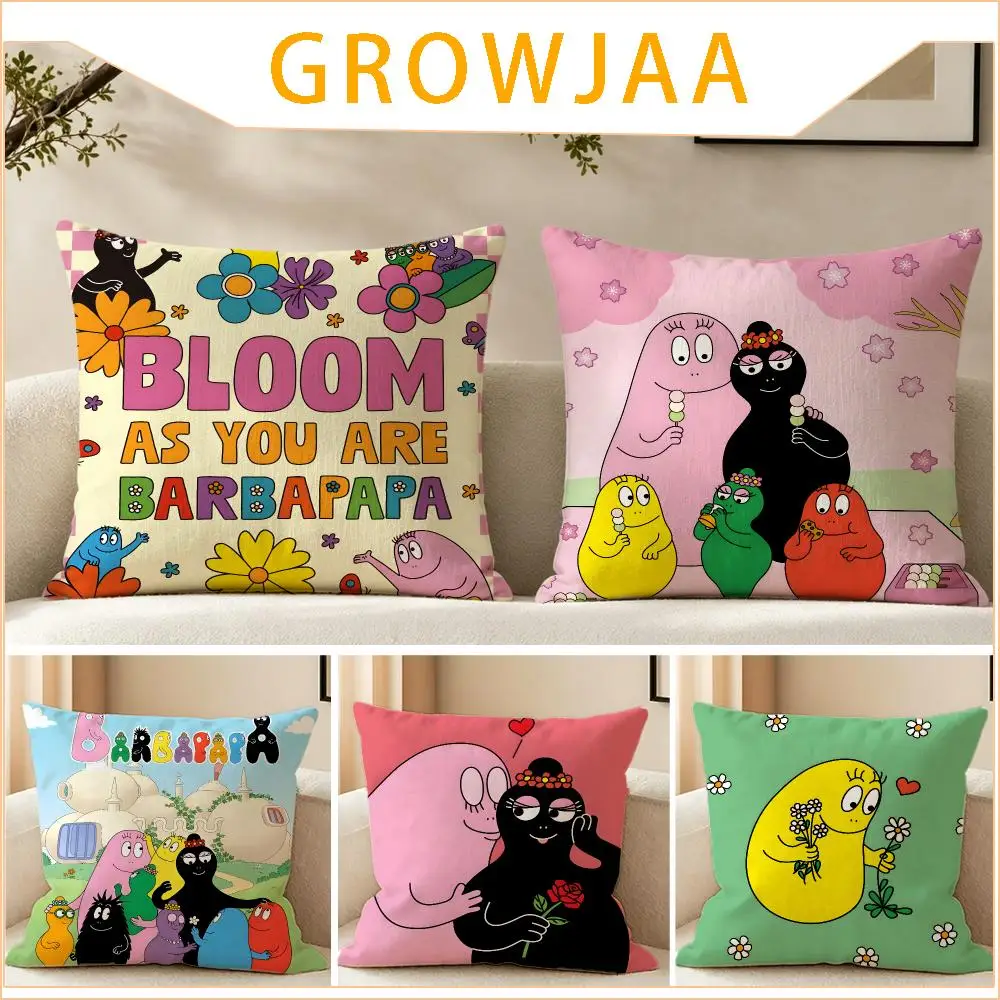 Character Barbapapa Cushion Cover Pillow Short Plush fresh natural Cushion for Living Room Bedroom Sofa Home Decoration