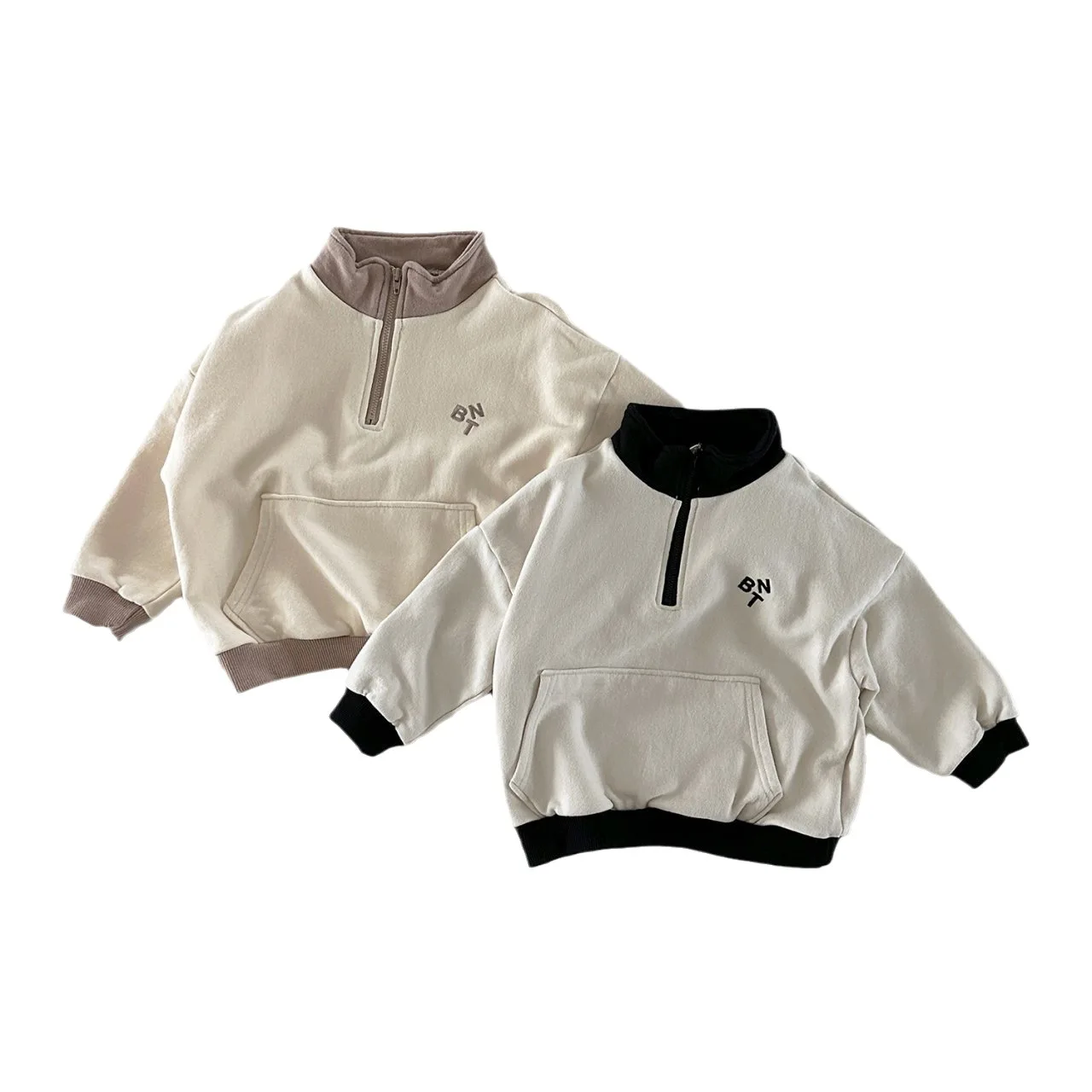 

2024 New Leisure Clothes Children Sweater Autumn Outfit Autumn Girl Half Zipper Long Sleeves Fashionable Tops T-Shirts