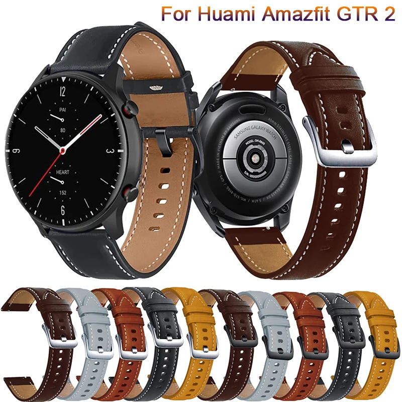 

22mm Watch Strap For Huami Amazfit GTR 2 2E Genuine Leather Band gtr2 GTR 47mm Stratos 3 2 Strap Bracelet Watchband Wristband