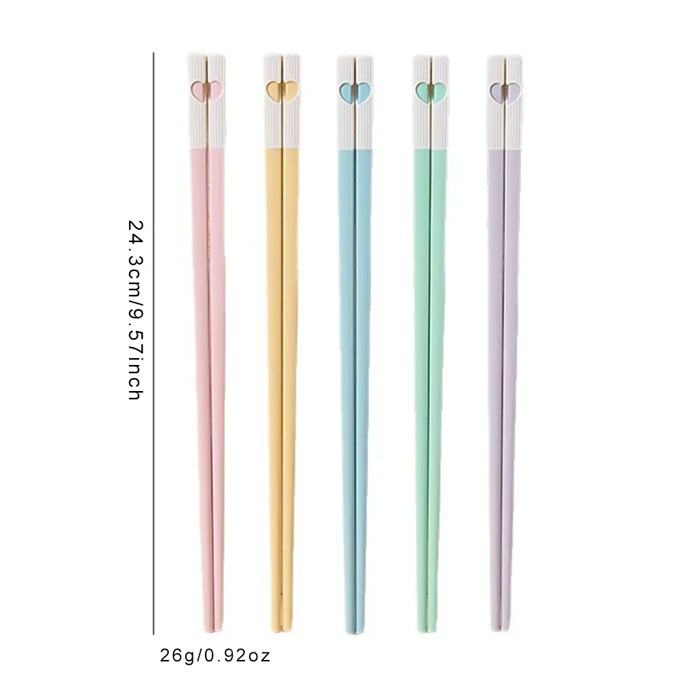 5 Pairs Cute Heart Japanese Chinese Chopsticks Sushi Non-slip Sticks Reusable Korean Chopsticks Set Healthy Alloy Tableware Set view 6
