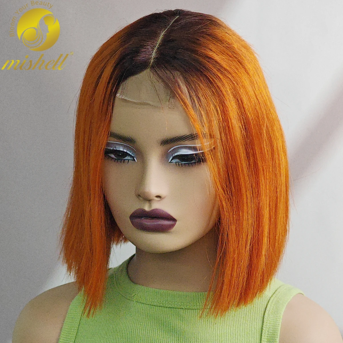 

180% Density Straight Bob Wig Human Hair Wig 2x6 Lace T1B-350 Color Short Straight Colored Bob Wig PrePlucked Brazilian Hair Wig