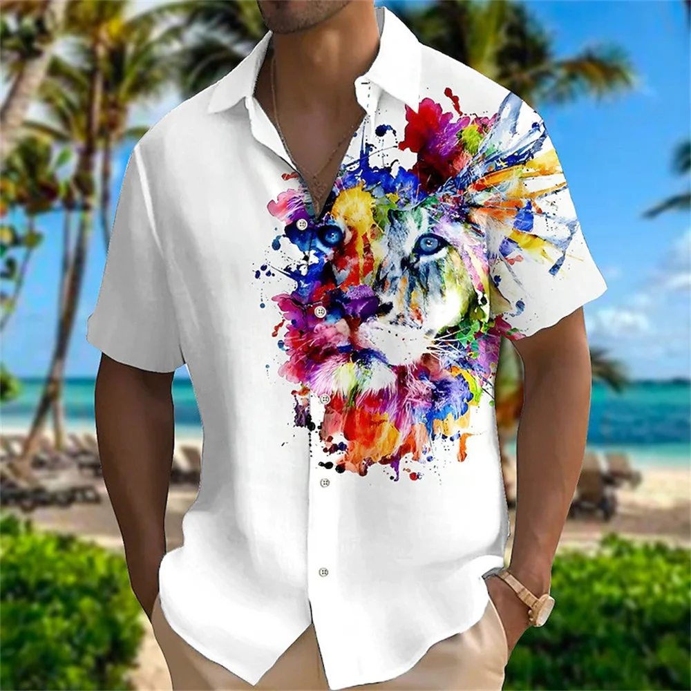 Camisa hawaiana de manga corta con cuello tipo Polo para hombre y mujer, camisa informal con estampado 3D de aves y animales, en la playa ideal para viajes, novedad de verano 2024