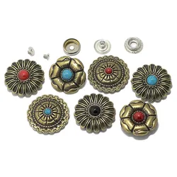 Snap Button Metal Buttons Nail Rivet With Bead Decoration for DIY Leathercraft Bag Snap Fastener Leather Sewing Accessories
