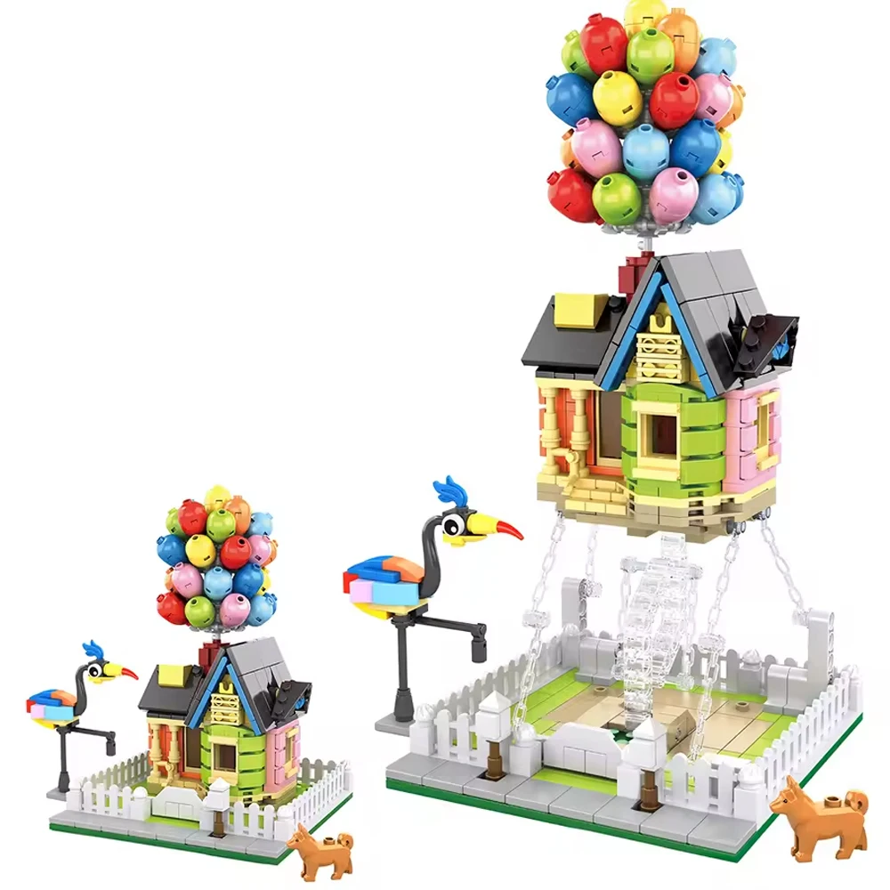 Creative Balloon House Street View Create Ideas Adorable  Architecture Building Blocks Bricks Model Educational Toy Gift 555pcs