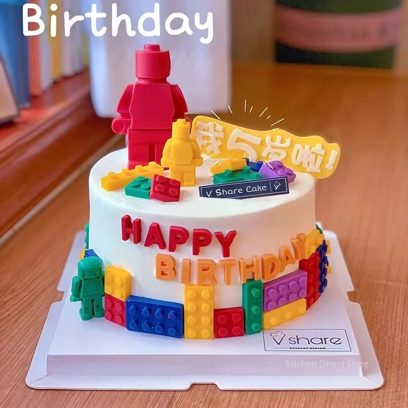 Robots Silicone Candle Mold DIY 3D Building Blocks Chocolate Cookies Fondant Ice Molds Christmas Gifts Craft Supplies Home Decor view 5