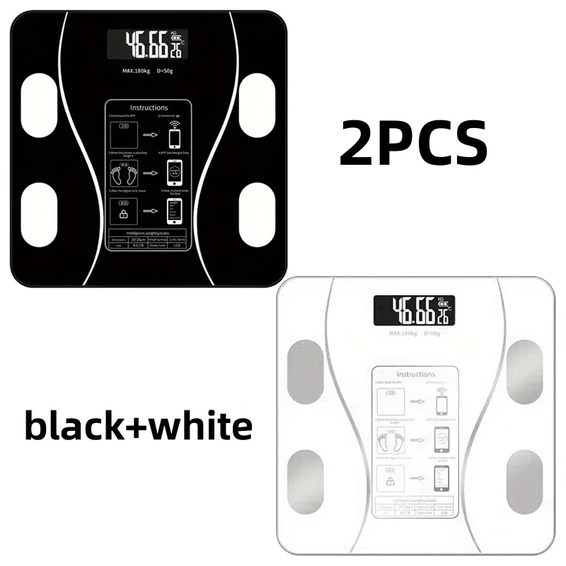 

Умные весы для измерения жира в организме Black+White с беспроводным LED-дисплеем, анализатор состава тела, цифровые весы для ванной комнаты