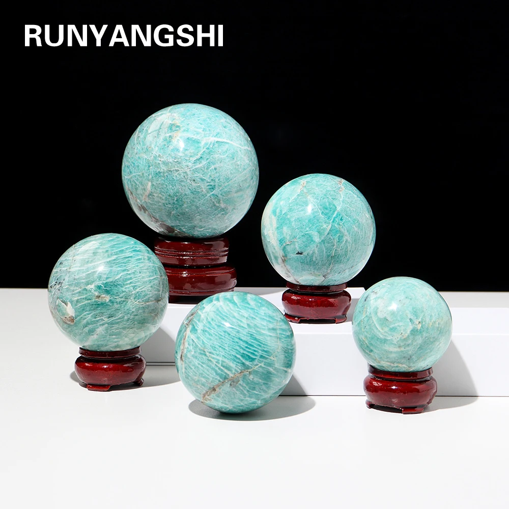 Natural Healing Amazonite Crystal Sphere Magic Ball Tianhe Stone Magic Divination Energy Home Decoration