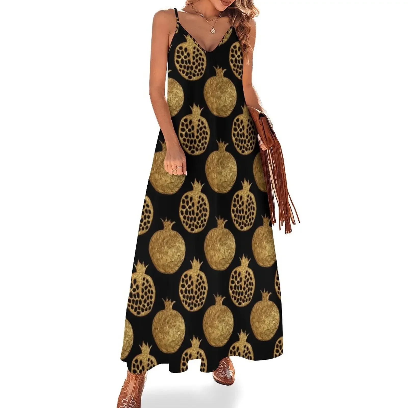 

Gold pomegranates Sleeveless Dress Summer skirt summer dresses women 2025 dresses ladies 2025 summer