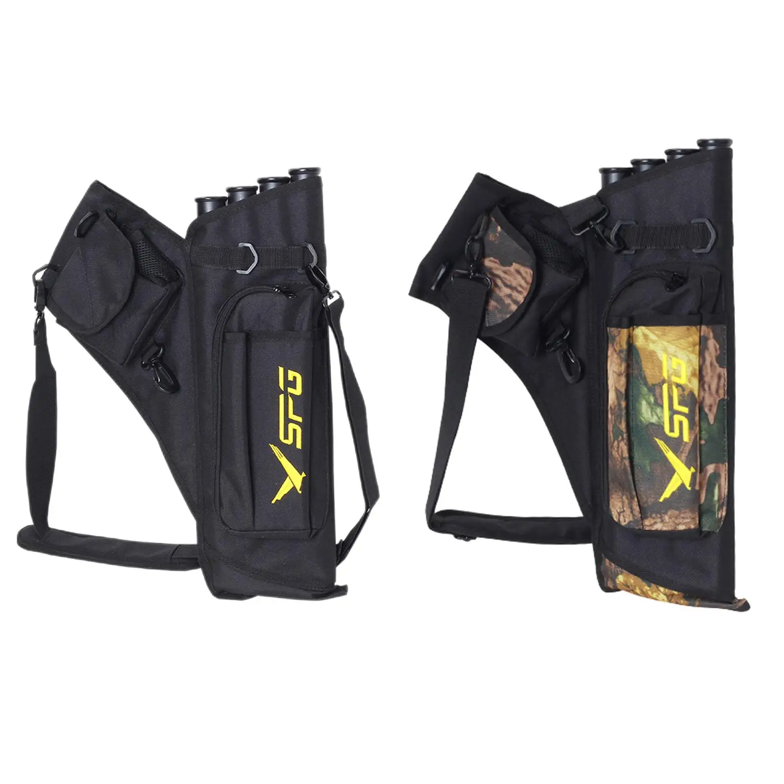 

Archery Arrow Quiver Nylon Belt Adjustable 4 Tube Holder with Pockets Bag